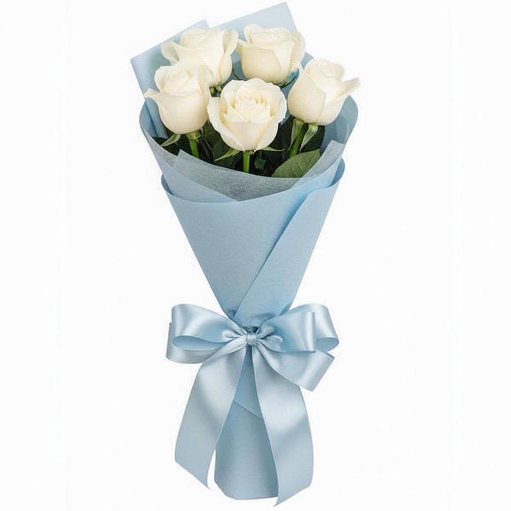 Букет 5 Белых роз Проуд в Качуге