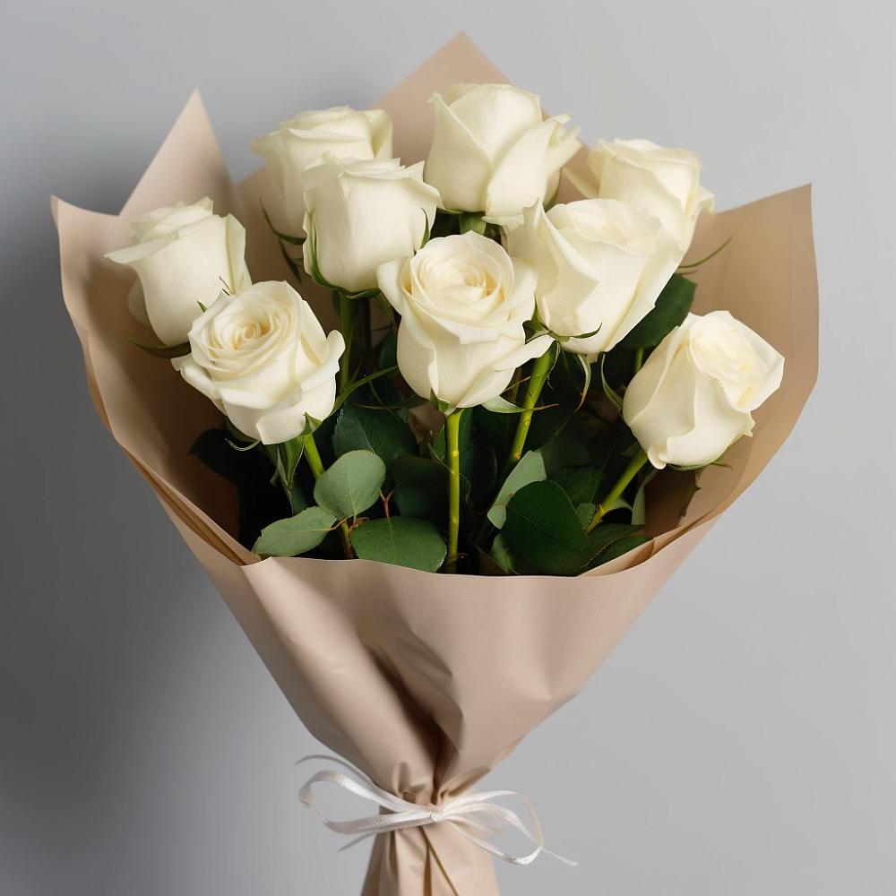 Букет 9 Белых роз Эдлесс Лав в Качуге