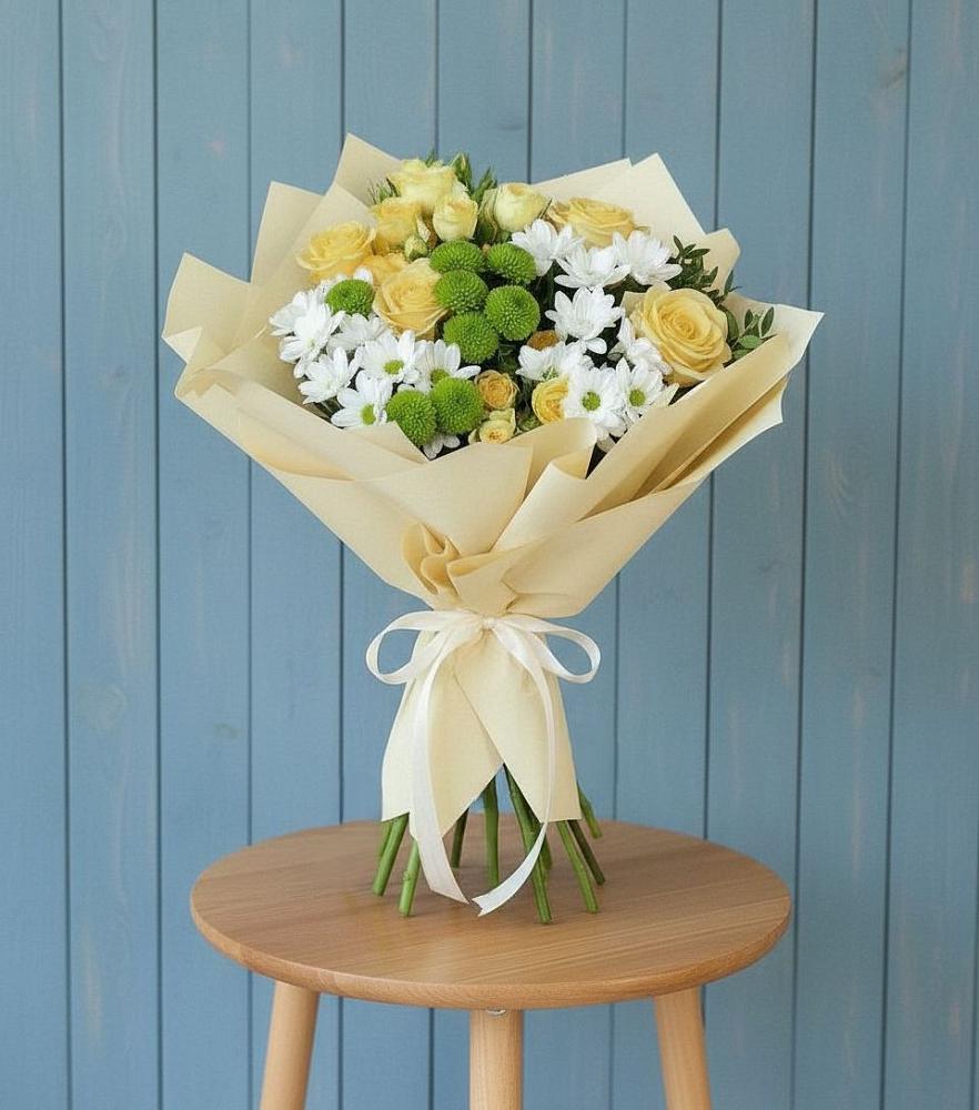 Букет цветов из: Хризантемы и Розы в Качуге