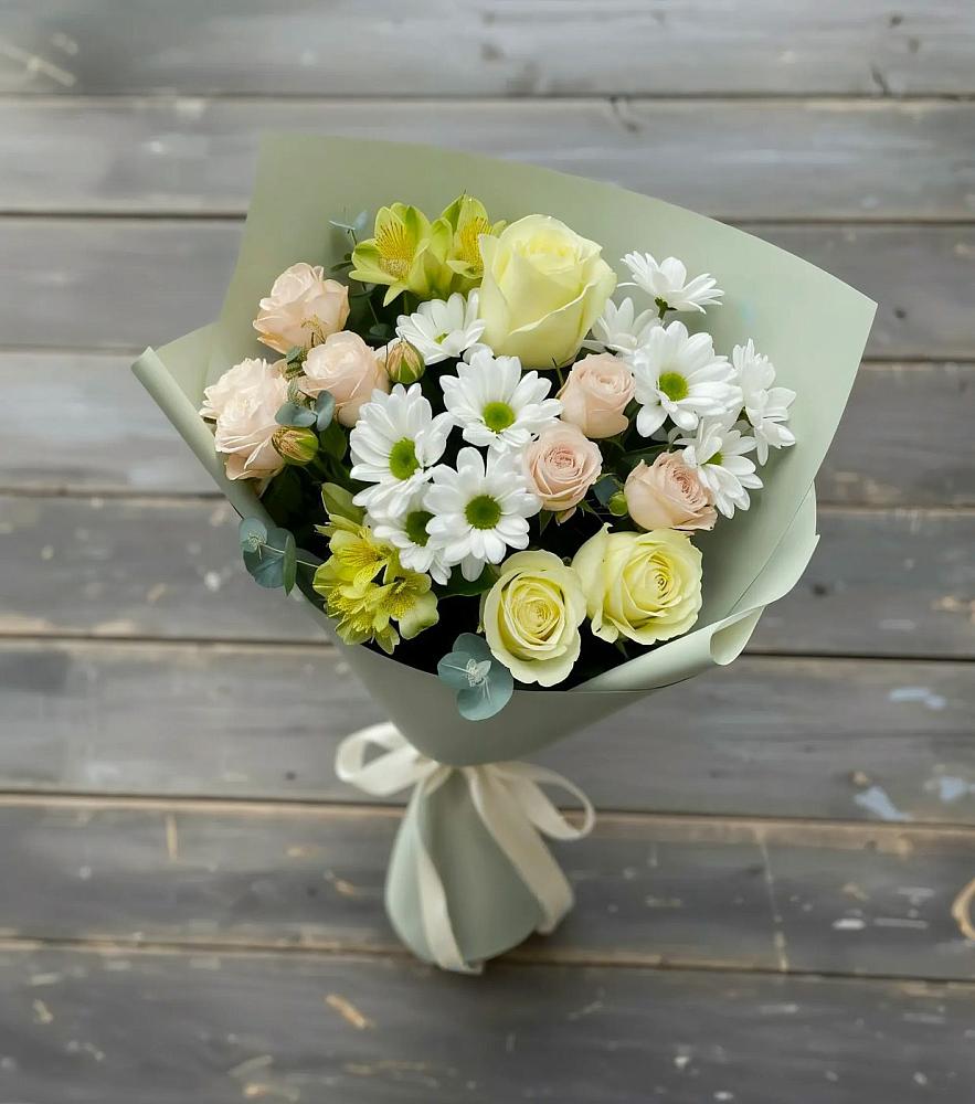 Букет цветов из: Альстромерии, Розы и Хризантемы в Качуге