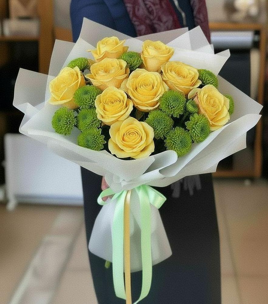 Букет цветов из: Хризантемы и Розы в Качуге