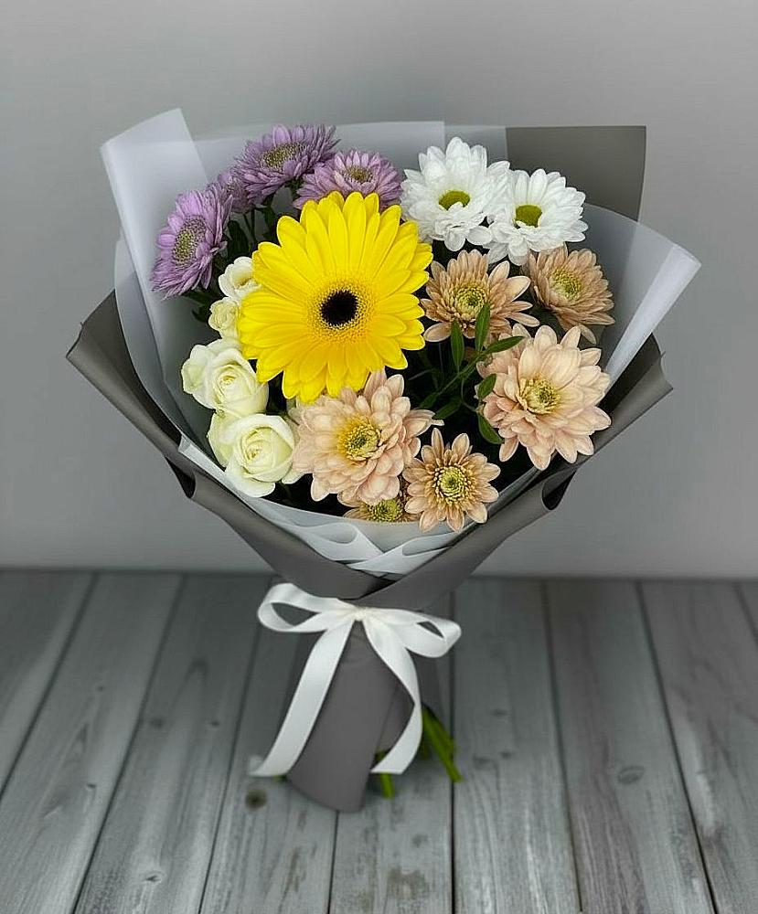 Букет цветов из: Розы, Герберы и Хризантемы в Качуге