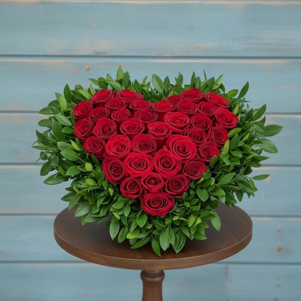 Цветочная композиция из Розы в виде сердца в Качуге