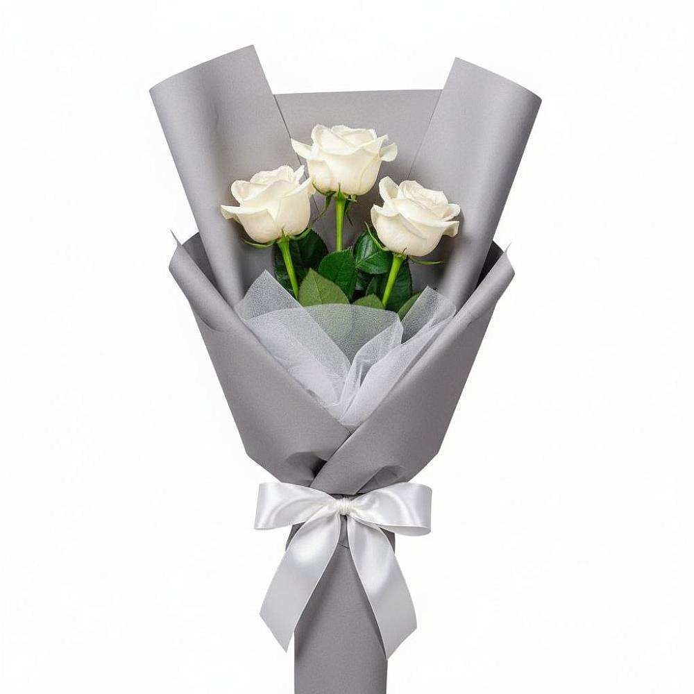 Букет 3 белые розы в Качуге