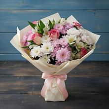 Букет цветов из:  Хризантемы, Альстромерии и Розы в Качуге