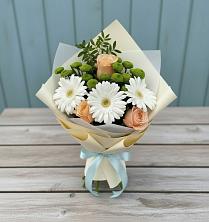 Букет цветов из:  Герберы, Розы и Хризантемы в Качуге
