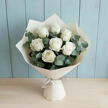 Букет Белые розы в Эвкалипте #REPLACE_PRED# Качуге