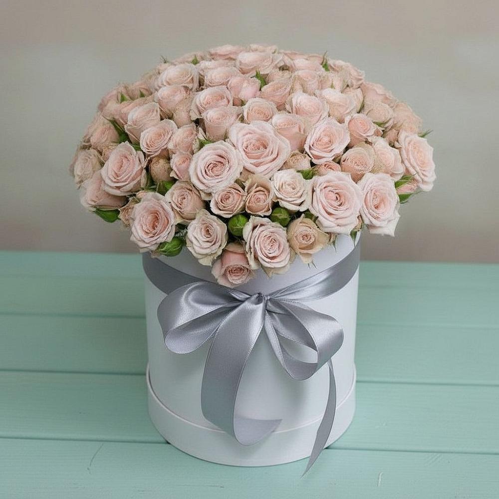 Цветочная композиция из Розы в шляпной коробке в Качуге